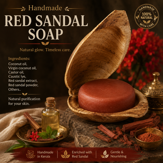 PureHeal Red Sandal Handmade Soap – Natural Glow & Skin Nourishment